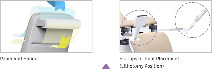 Exam Chair Paper Roll, Stirrups for Foot Placement (Lithotomy Position)